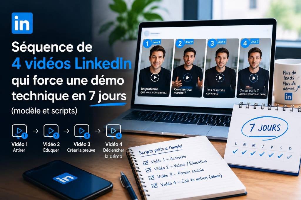 Séquence de 4 vidéos linkedin qui force une demo technique en 7 jours (modèle et scripts)