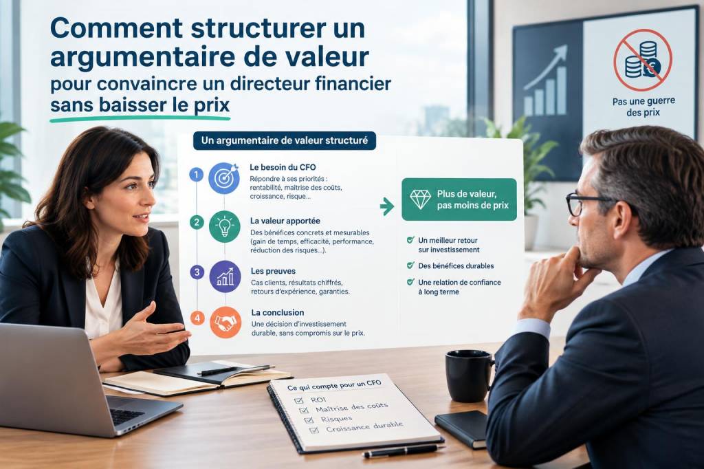 Comment structurer un argumentaire de valeur pour convaincre un directeur financier sans baisser le prix