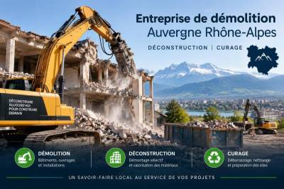 Entreprise de demolition auvergne-rhône-alpes : déconstruction, curage